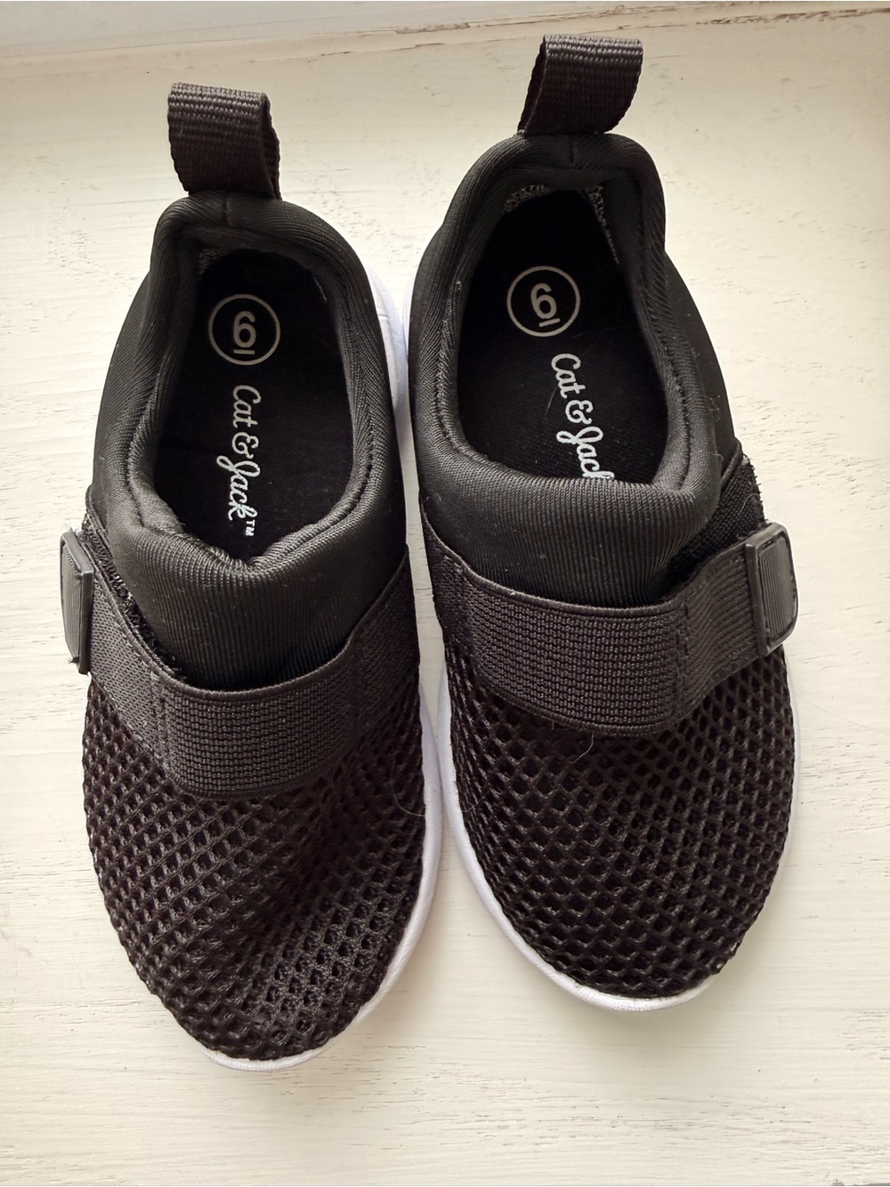 Cat & Jack Black Mesh Hook-and-Loop Kids Sneakers